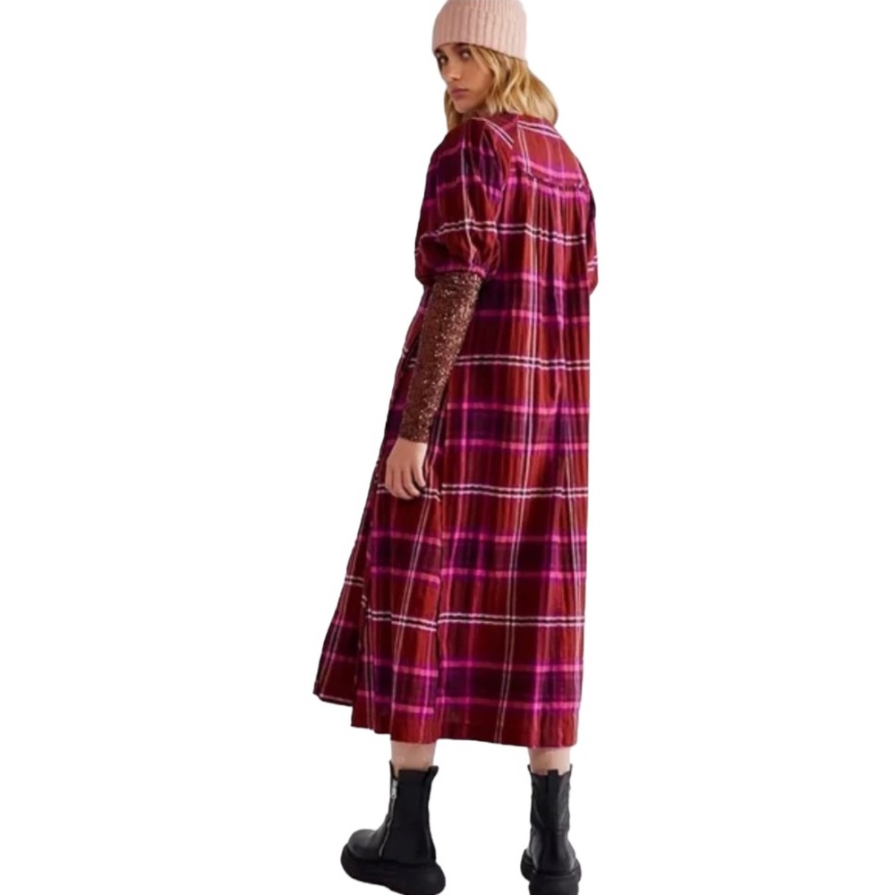 Free People Outlaw Boho Plaid Maxi Top Midi Dress Size: Large - Picture 2 of 12